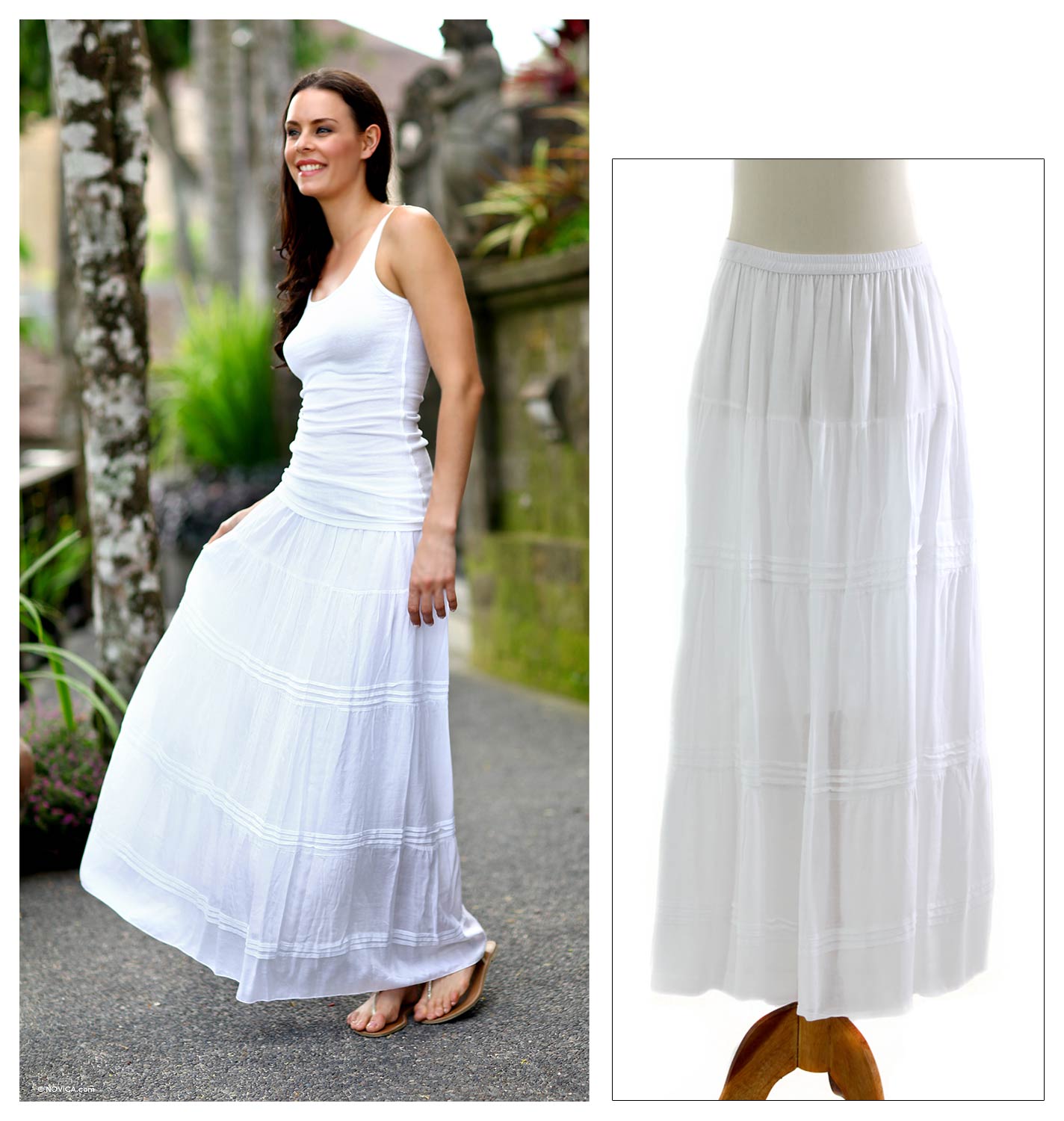 Long White Peasant Skirt 46